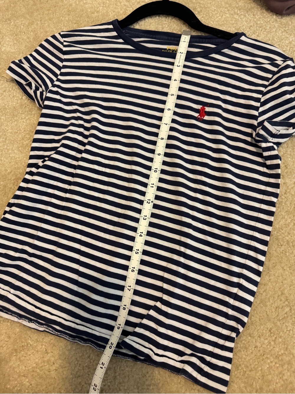Polo Ralph Lauren Striped Short Sleeve T-Shirt Navy White Size S - Picture 4 of 6